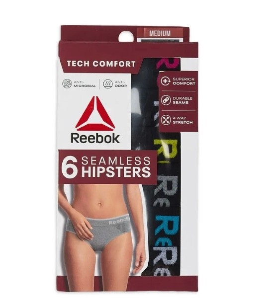 (2 or 6 Pair) Reebok Women’s Stretch Performance Seamless Hipster Panties,