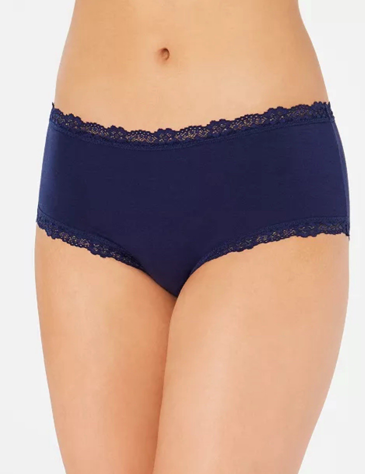 JENNI Women’s Lace Trim Hipster Underwear, Navy Sea Blue XL