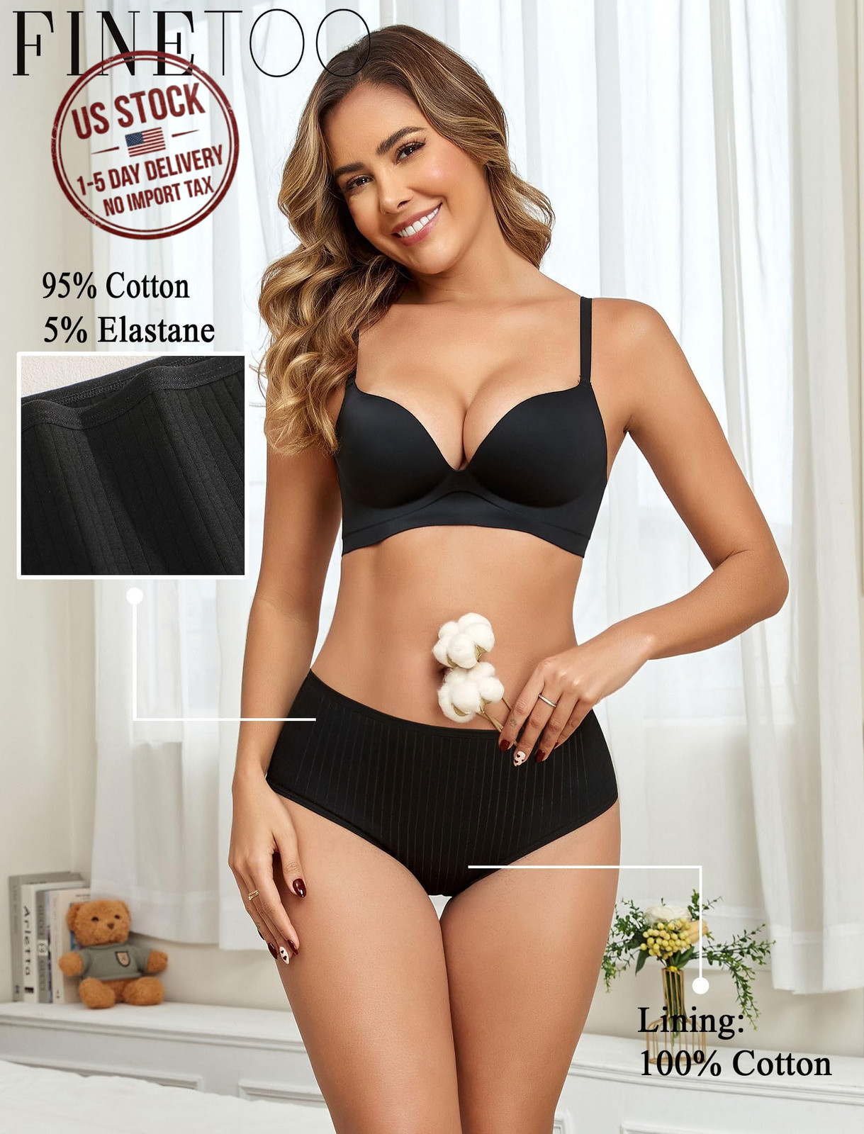6 Pack Women’s High Waisted Cotton Ribbed Full Coverage Brief Panties Soft Large