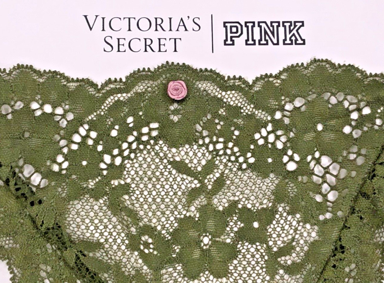 Victoria’s Secret Dream Angels NWT XL Green Lace Thong Panty Sheer Cute