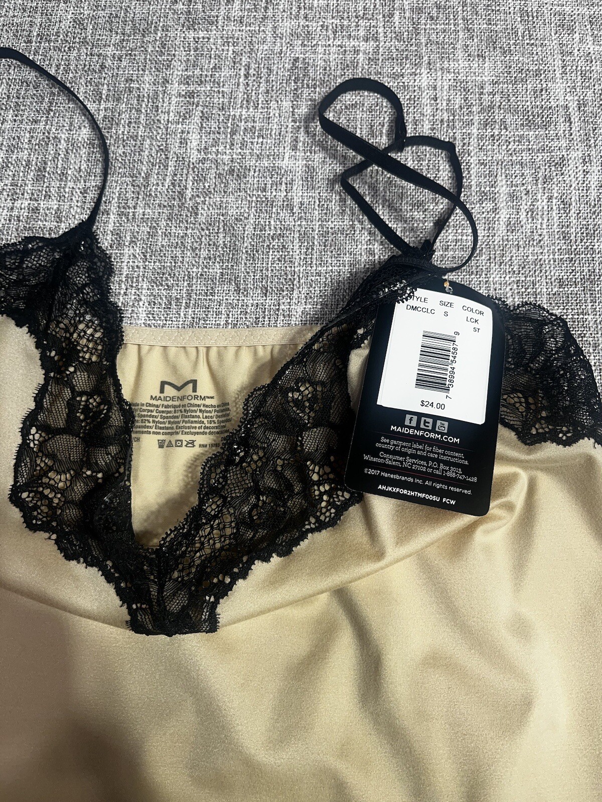 Maidenform SZ S/5 Women’s Casual Comfort Lounge Cami Black lace/Beige