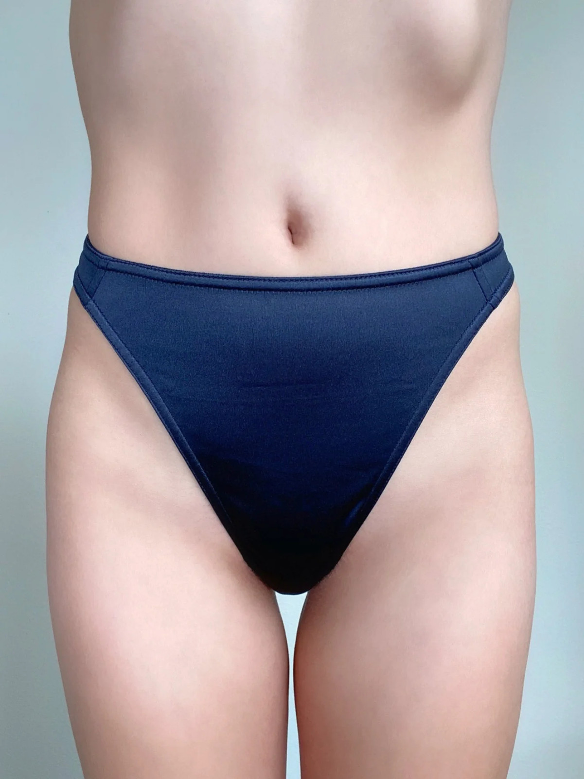 K&L Fancy Satin Thong Panty Sexy Black S-2X