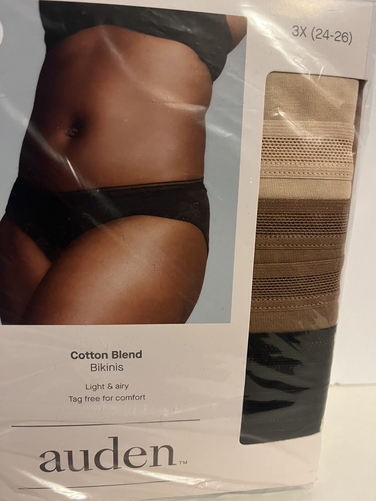 Auden 6pk Bikini Underwear Womens Plus Size 3x (24-26) Cotton Blend Panties