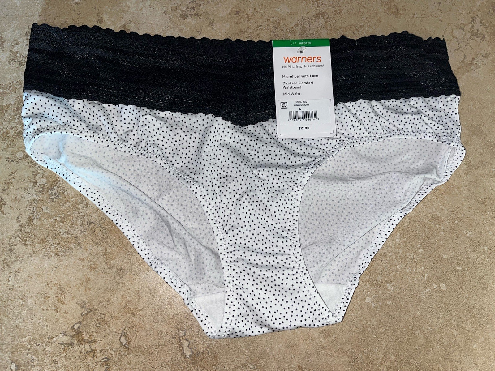 NWT Warners Polka Dot All You Need No Pinching No Problems Hipster Panty Lg 7