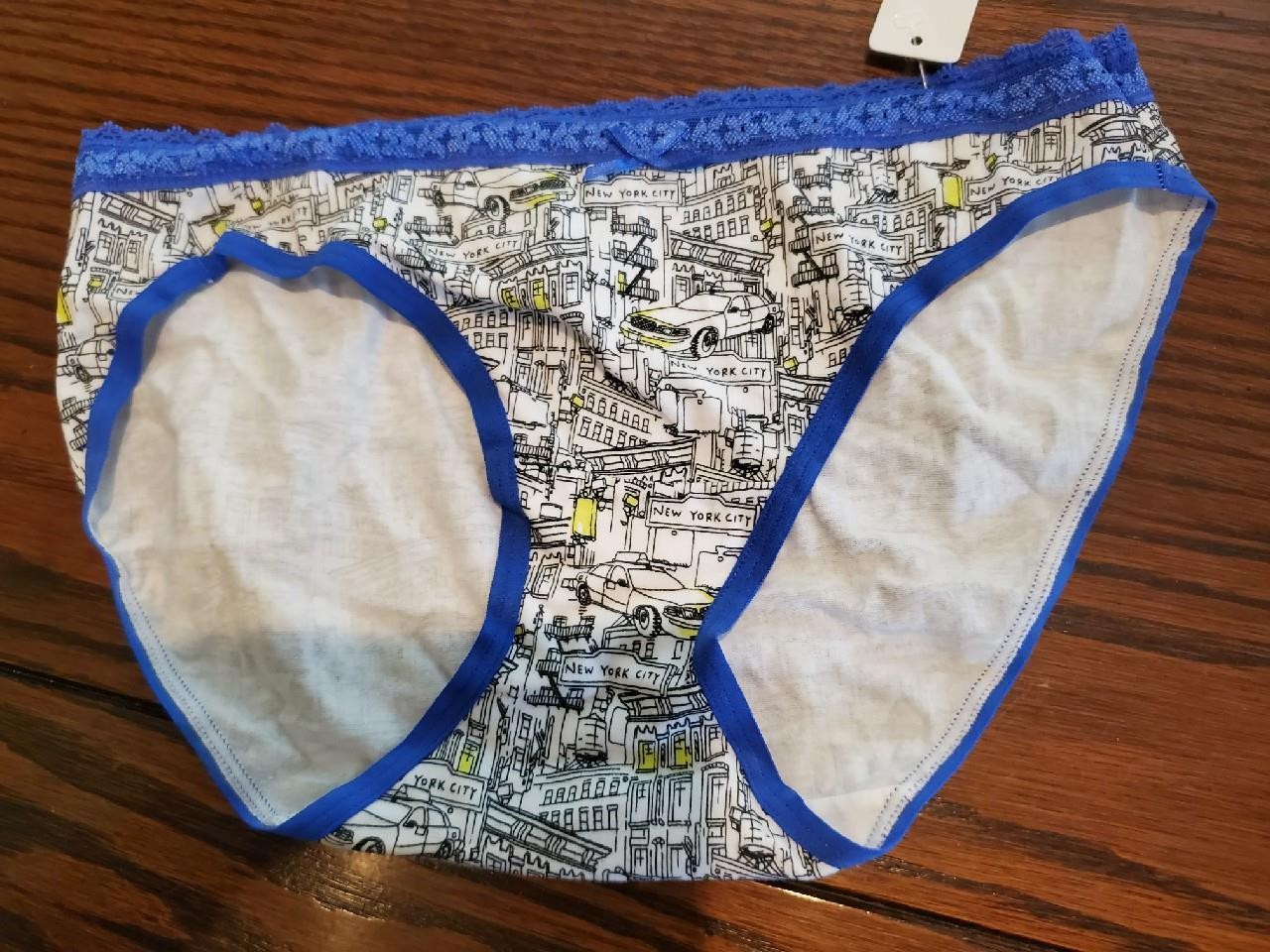 NWT RARE DKNY COTTON BIKINI PANTIES STRETCH LACE WAISTBAND NEW YORK 543074 4FB S