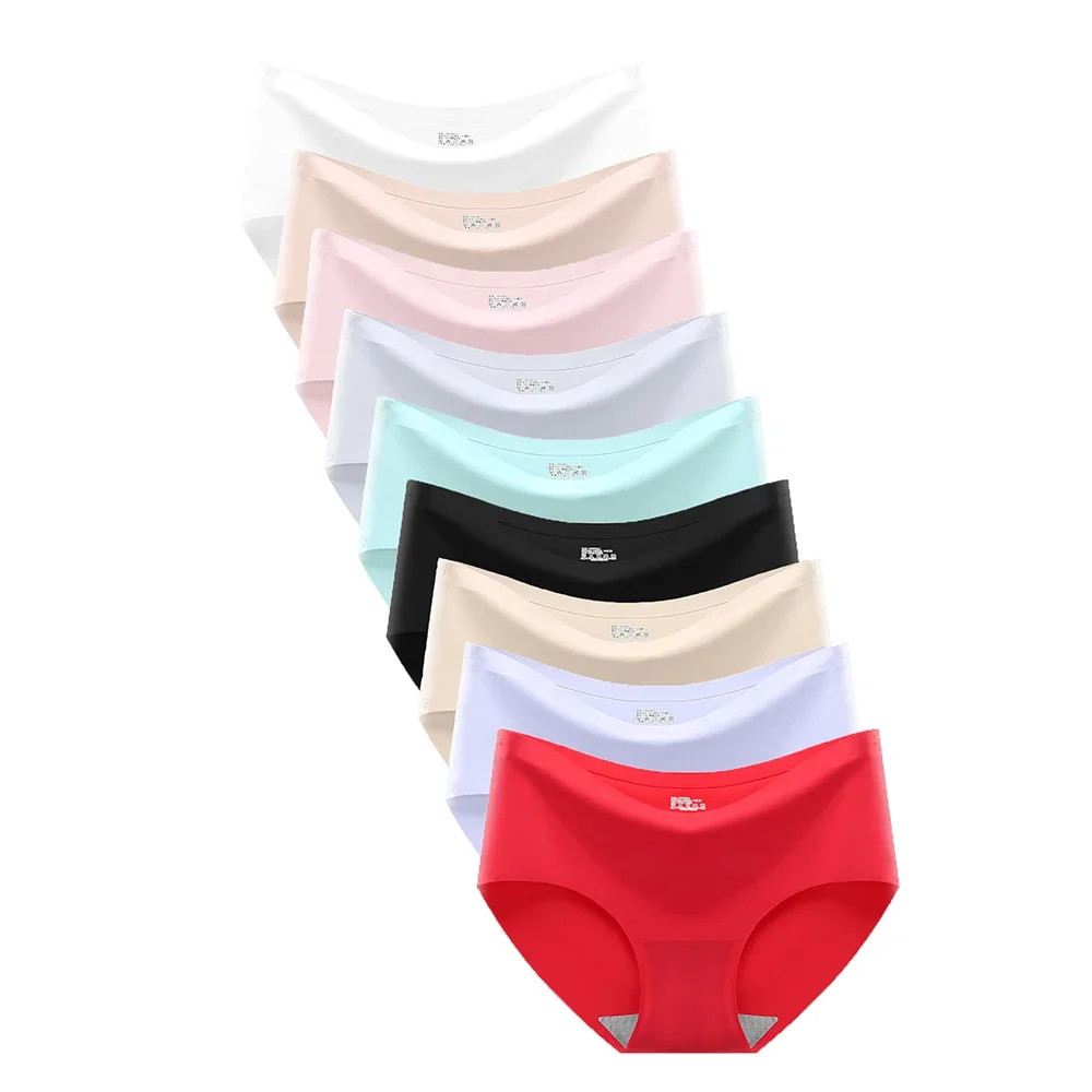 Seamless Thong Panties Low Rise Invisible Stretch Breathable Soft 8PCS Set