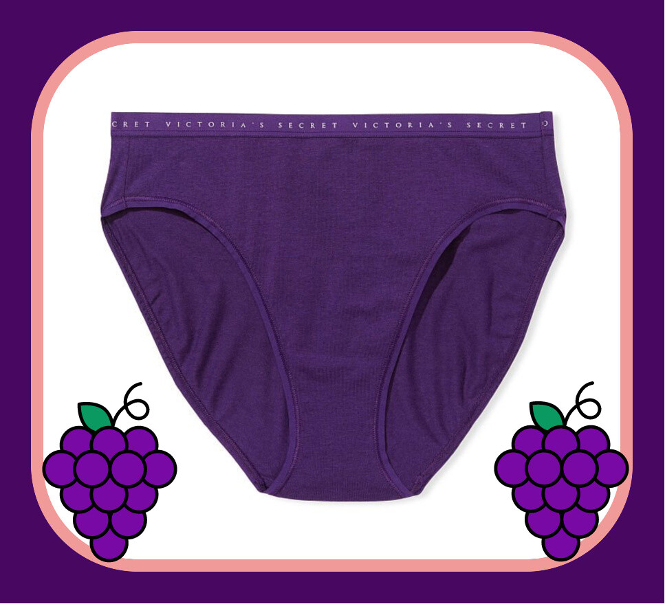 M L Purple Grape Stretch Cotton Victorias Secret High-Leg Waist Brief Pantie