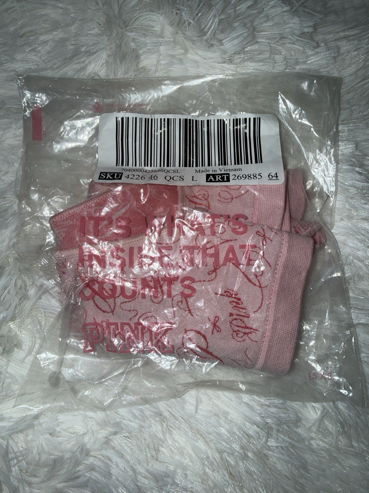 NWT VICTORIAS SECRET PINK XL RED HEART SEAMLESS HIPHUGGER PANTIES LOGO SCRIPT VS