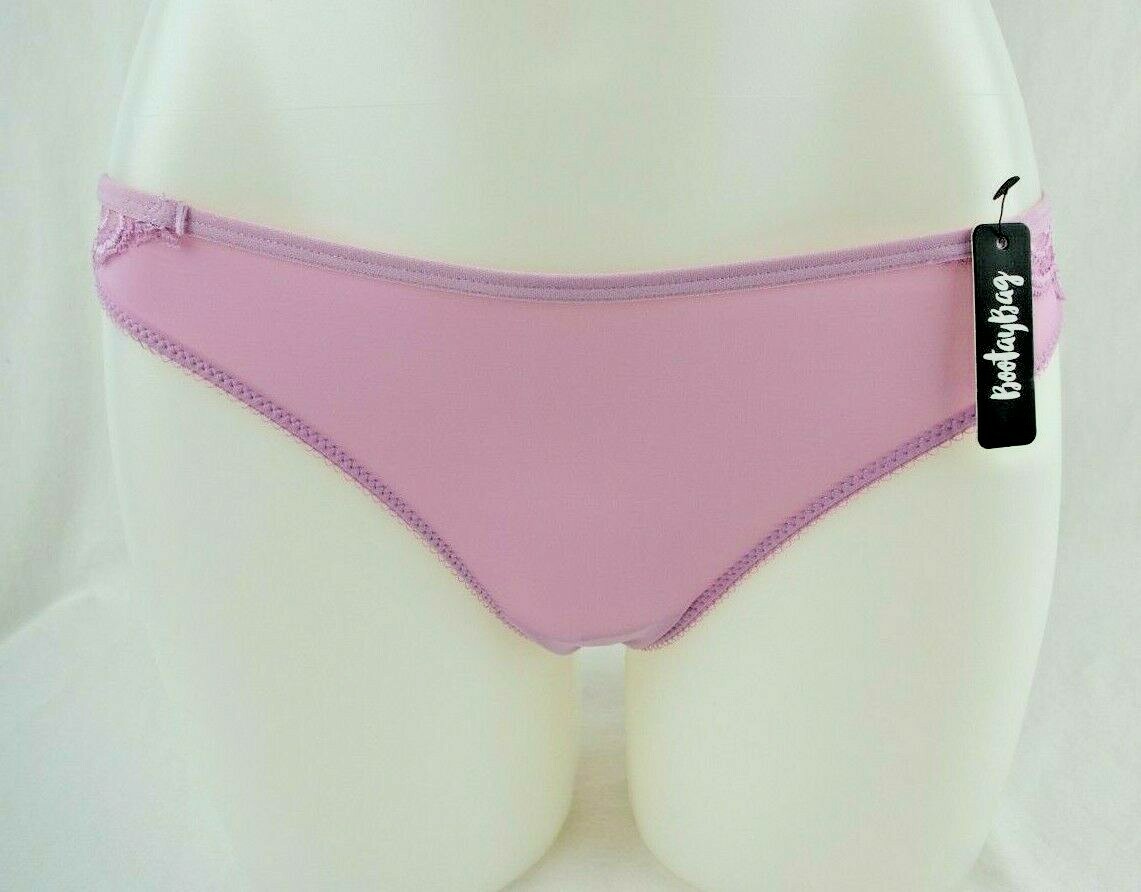 BootayBag Lilac Floral Lace Back Nylon Blend Bikini Panties Women’s Sz Small NWT