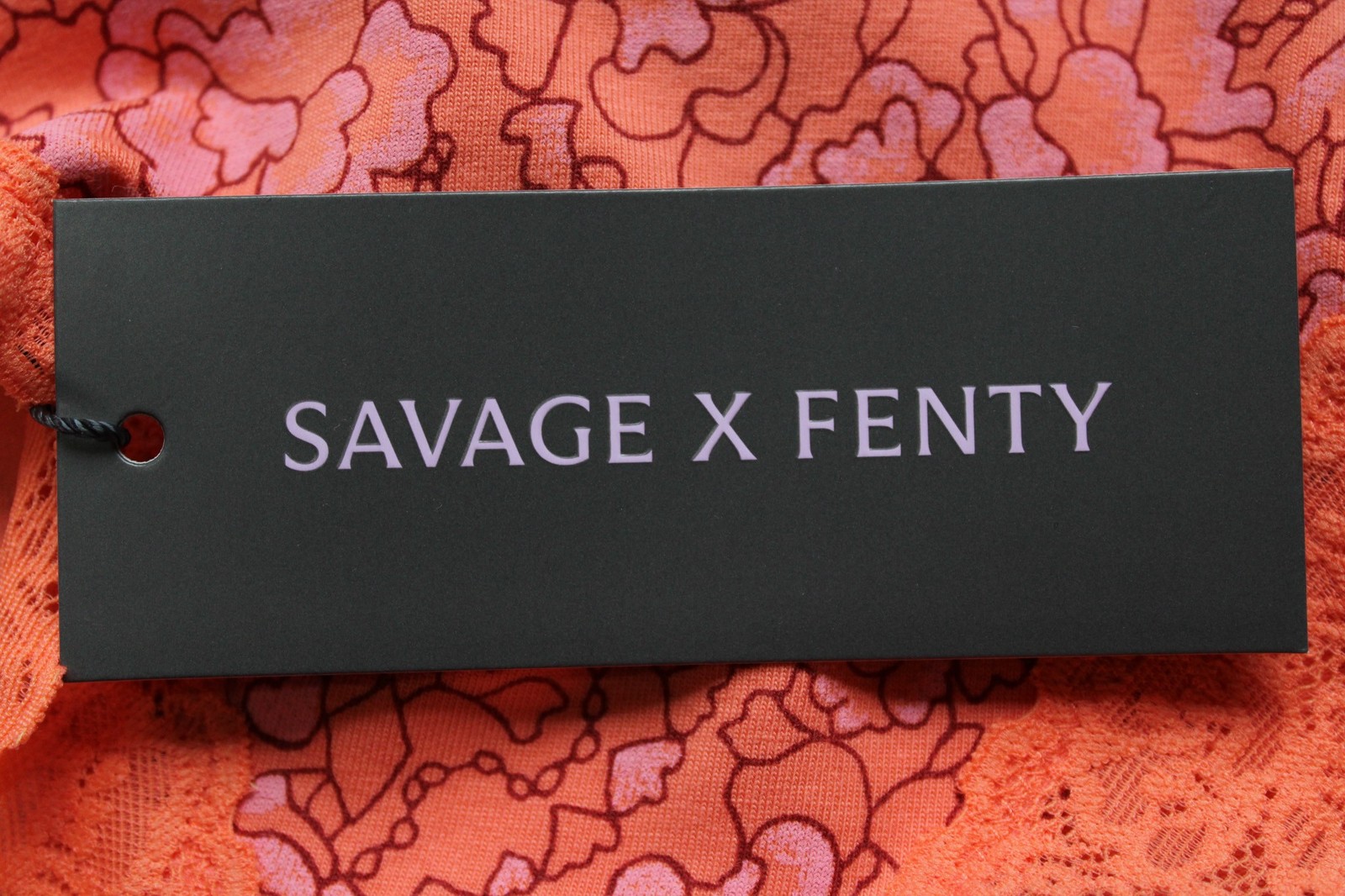 Savage X Fenty Women’s Lace Cheeky Panty BL1 Orange Rose/Peachy Pink Size 12-14