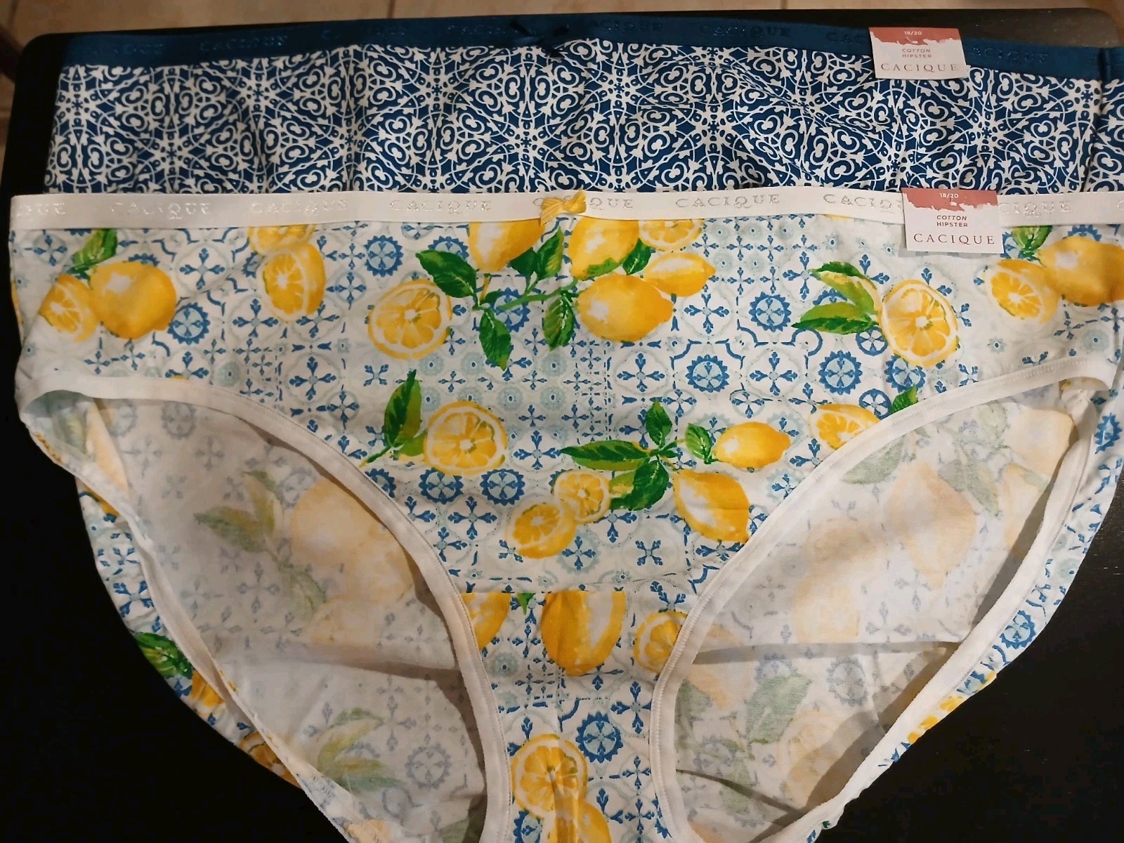 Lane Bryant 18/20 Set 2 Cotton Hipster Lemons/Medallion Print NEW W TAG