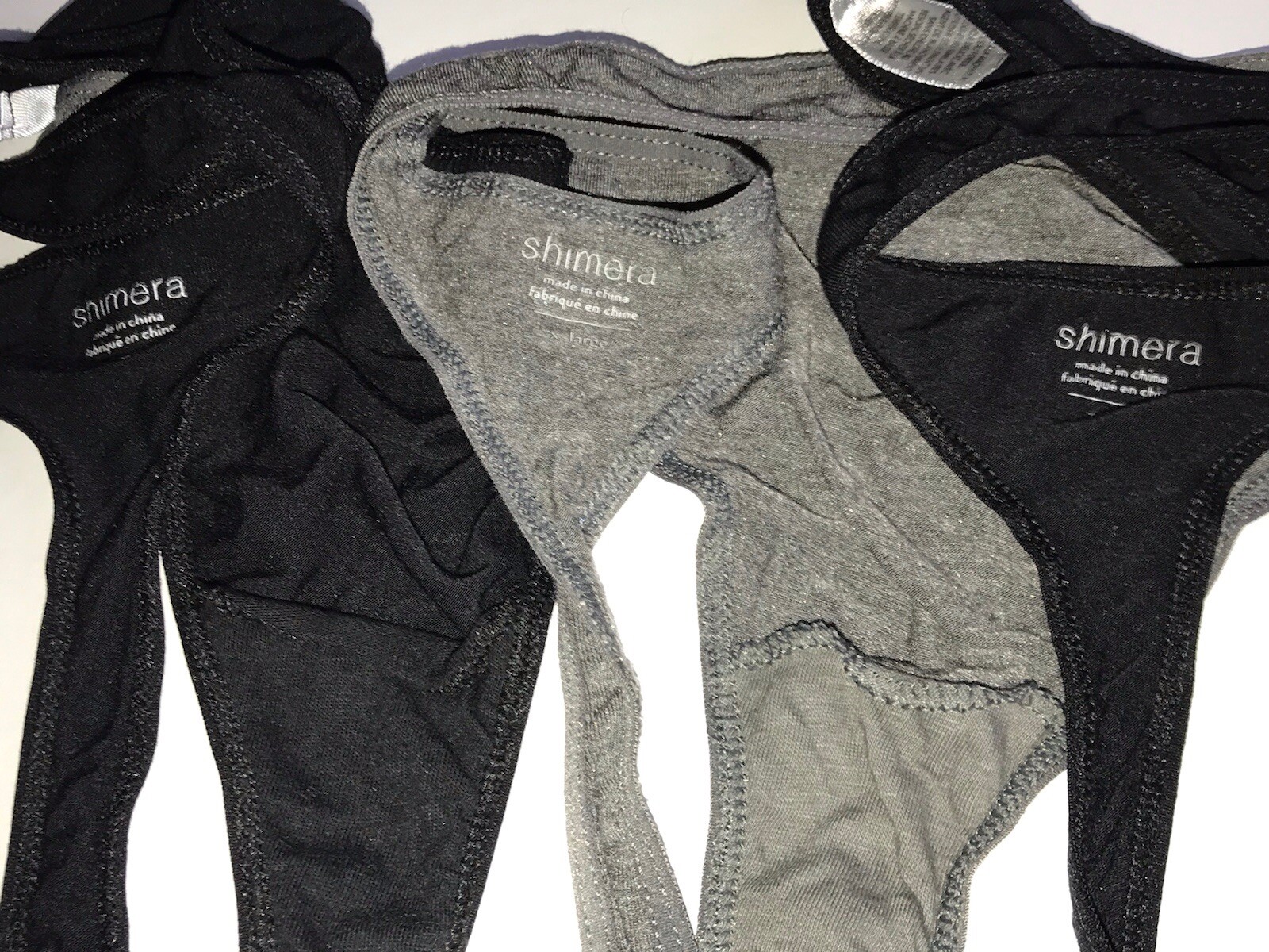 Set of 3 SHIMERA Thongs Size XL, Black & Gray Panties Underwear