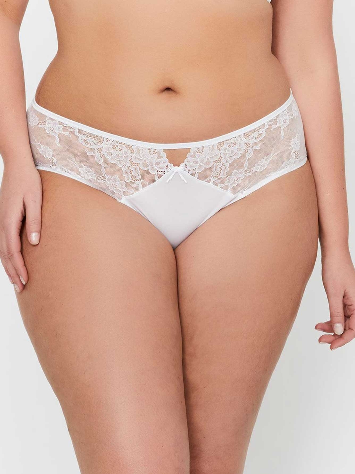 Ashley Graham WHITE Plus Size High-Rise Lace Panty, US 2X