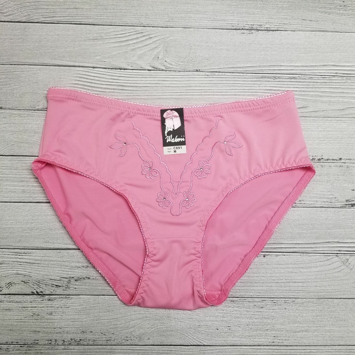 Women High Cut Full Seat Coverage Nylon Embroidery Bikini Brief panty Underwear