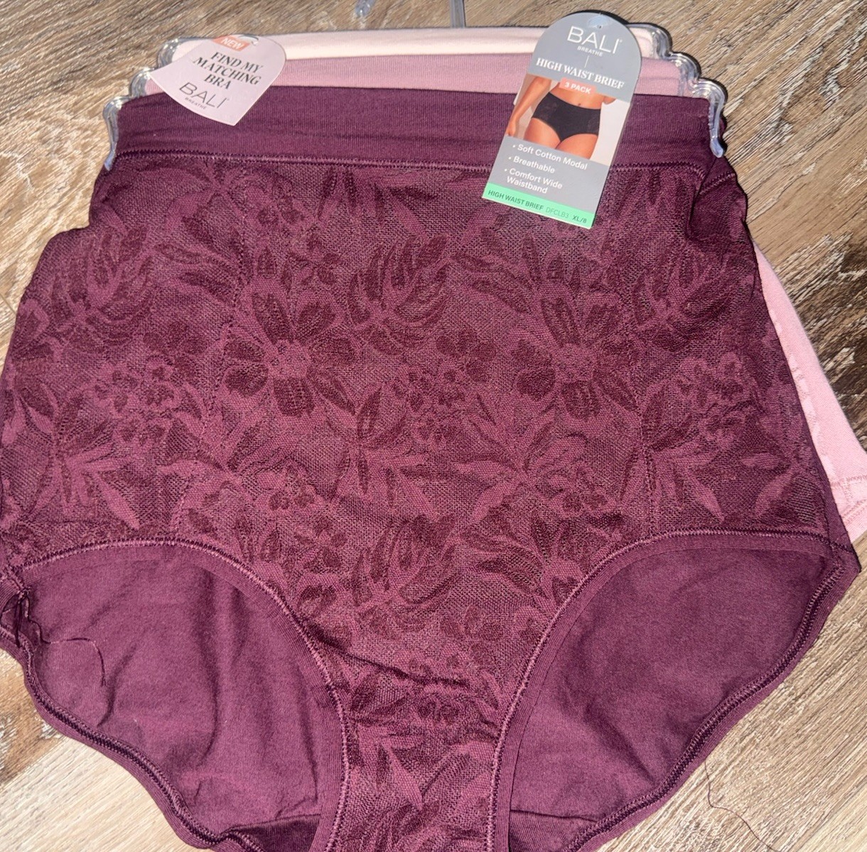 Bali ~ 3-Pair Womens High Waist Brief Underwear Panties Modal Blend ~ XL/8