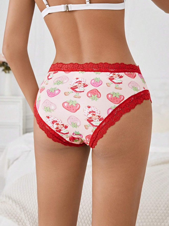 Strawberry Shortcake DDLG Kawaii Cute Pink Red Lace Brief Panties – Pack of 2