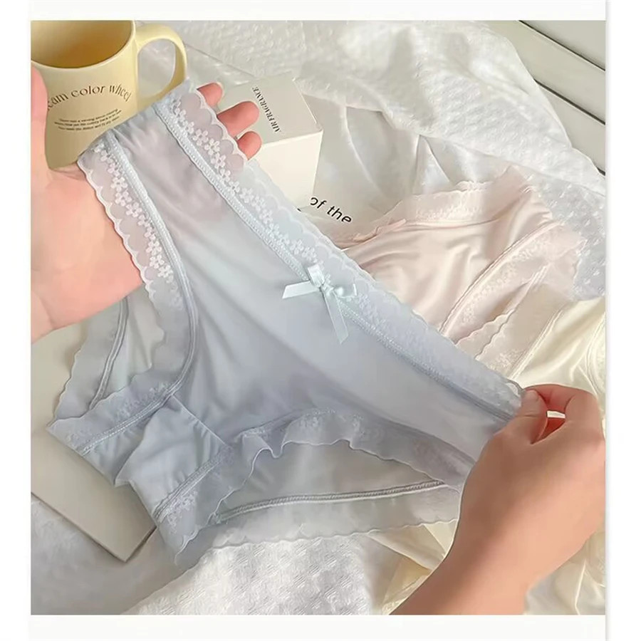 Mid Rise Lace Panties Women’s Seamless Ultra Thin Soft Stretch Underwear 3 Pcs