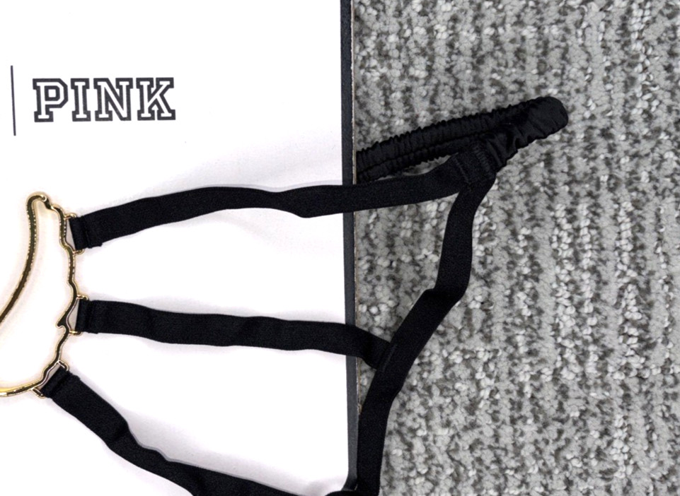 Victoria’s Secret NWT XL Black Angel Wing Hardware Strappy Open Bikini Panty
