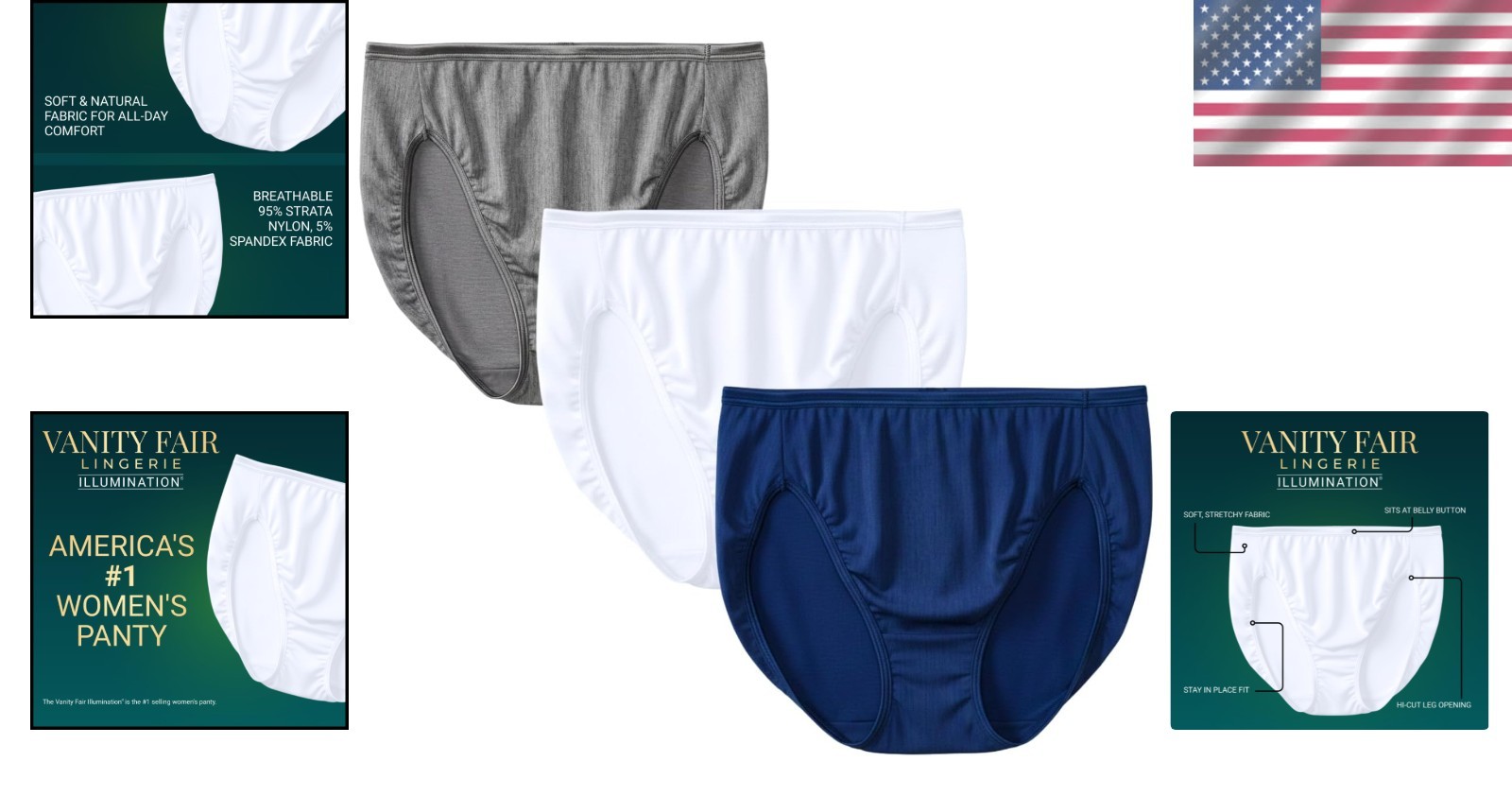 Cooling Touch Hi Cut Panties 3-Pack