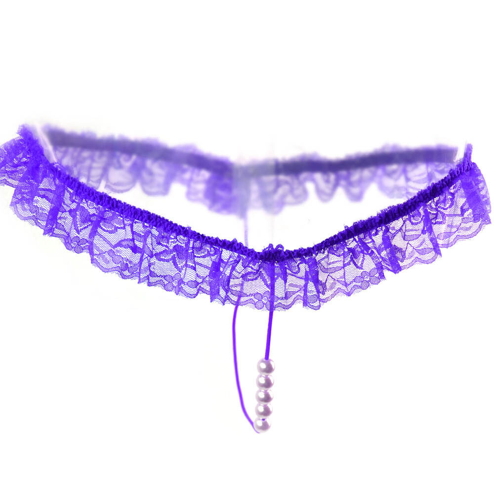 UK6-30 Plus Underwear Lace G-string Thong Lingerie Pearl Beaded Knickers Panties