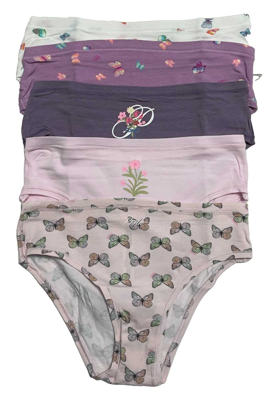 Victoria Secret PINK Cheekster Panties Womens Large Butterflies 5 Pairs