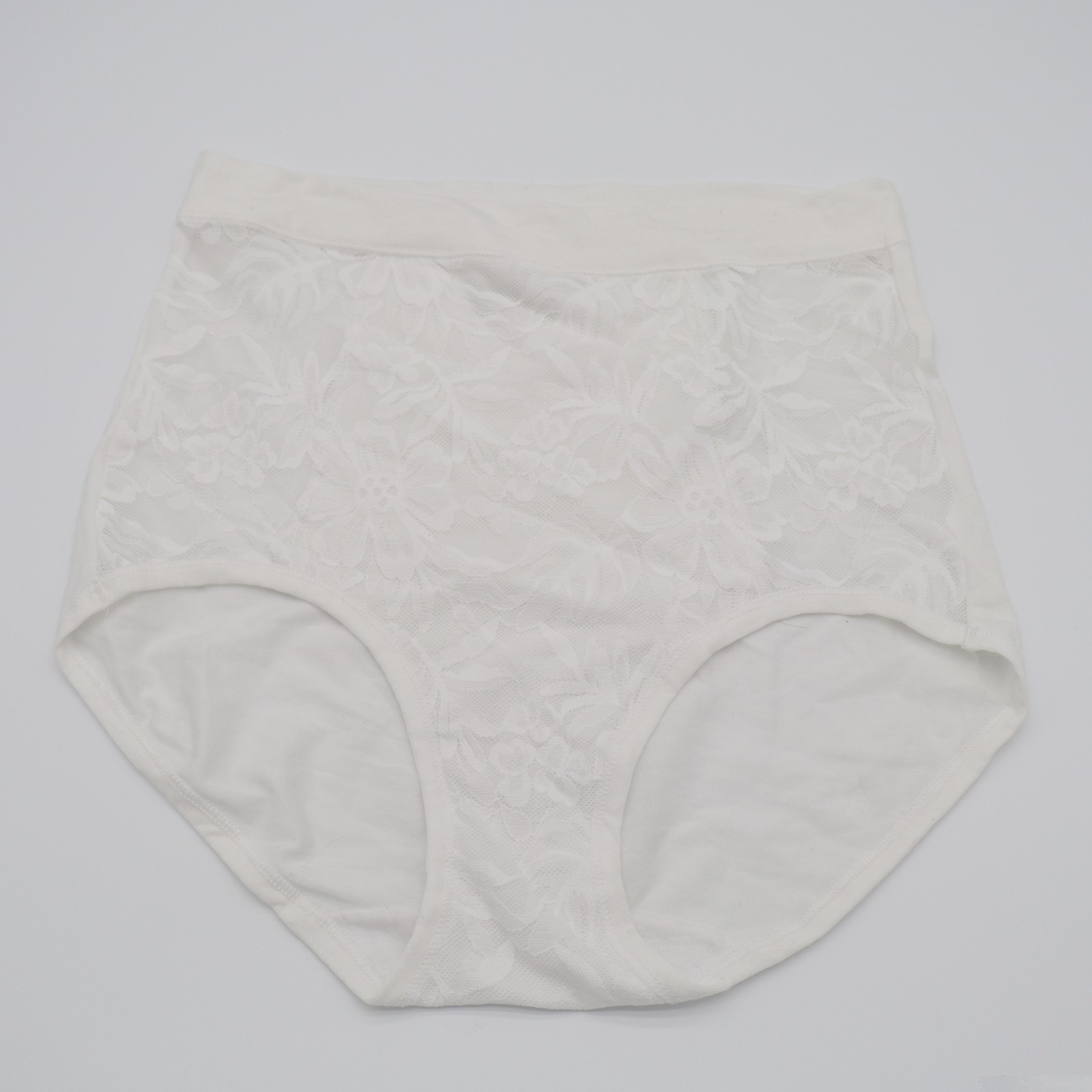 Bali Breathe Lace High Rise Brief Underwear Womens Large White Floral Stretch