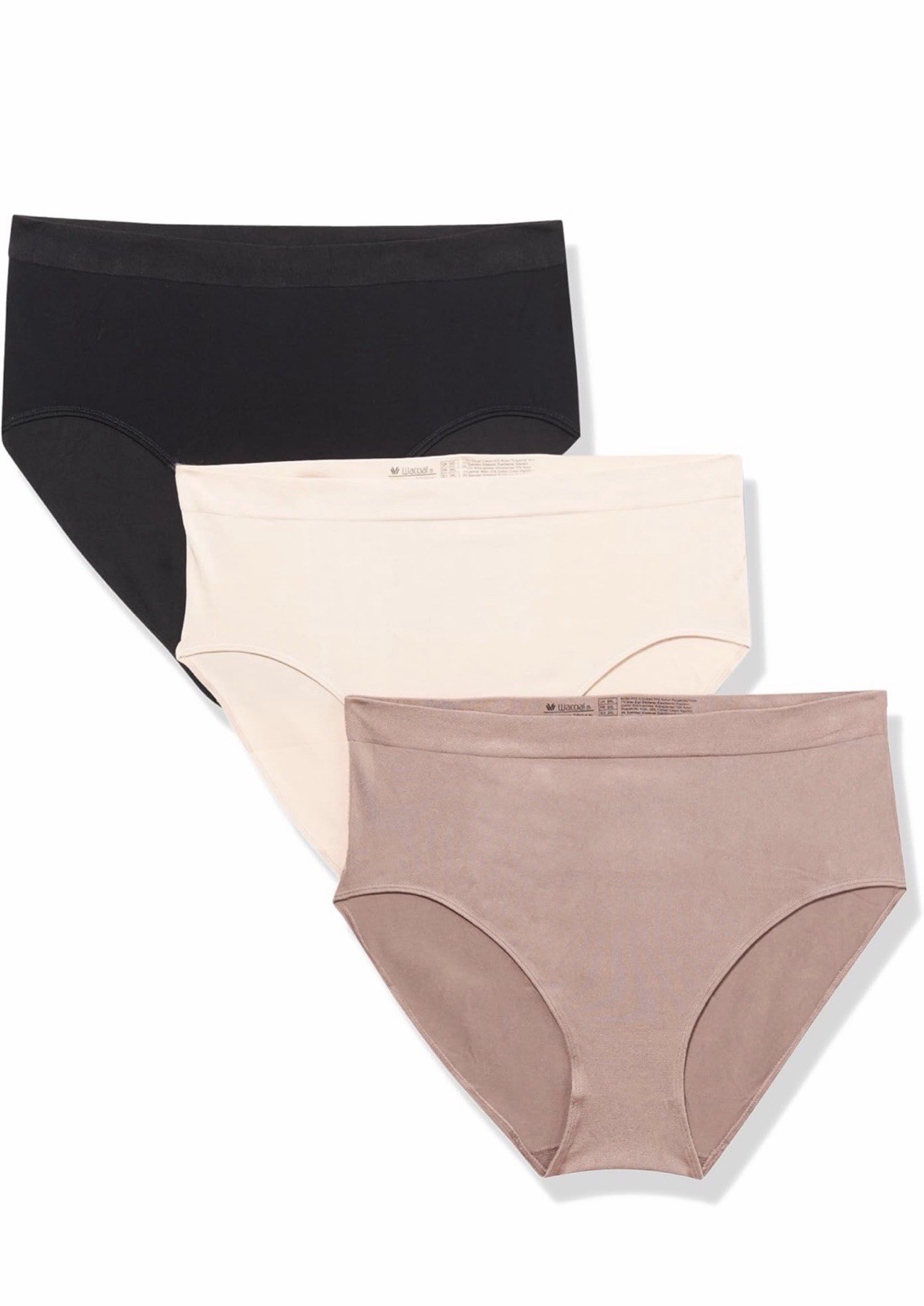 Wacoal Women’s Briefs 3 Pack, Large, Smooth, Rose Dust, Deep Taupe, Black (M)