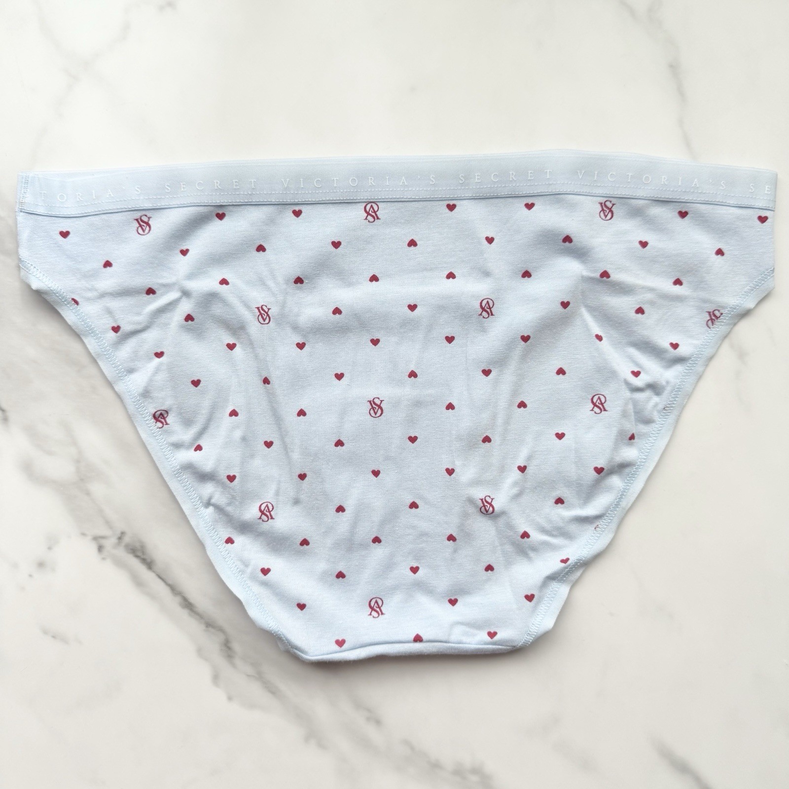Victoria’s Secret Stretch Cotton Smooth Bikini Panty Blue Heart Logo SZ S