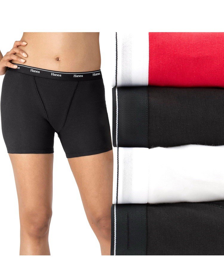 Hanes Womens 4 Pack Mid Thigh Boxer Briefs Size 7/L