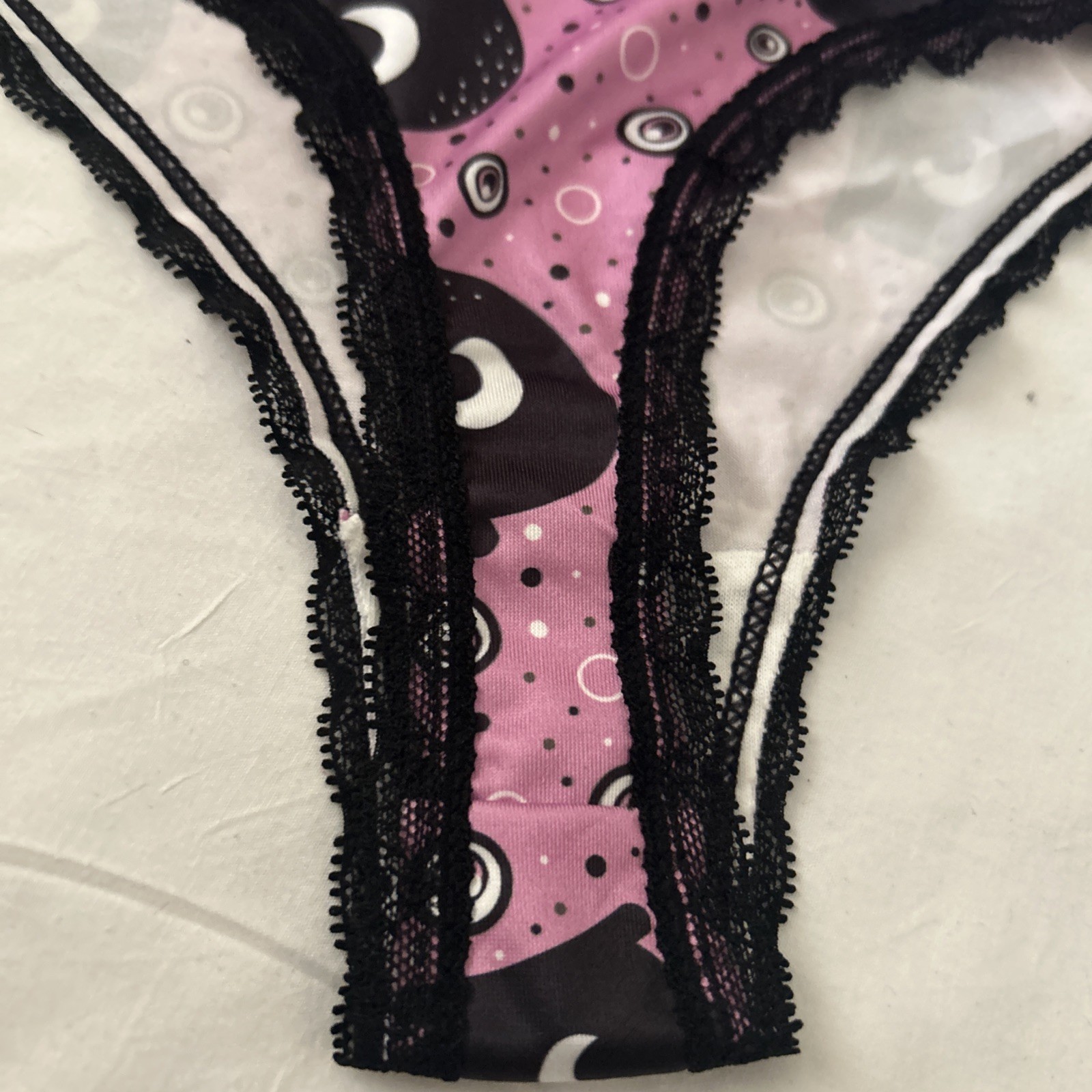 Morvia Halloween Emo Goth Punk Biker Eye Panties Underwear Lace Plus Size Medium