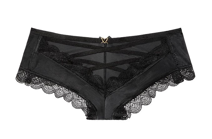 Victorias Secret SEXY Cheeky Lace Up Cut Out Charm Panty Panties Black Kir NWT