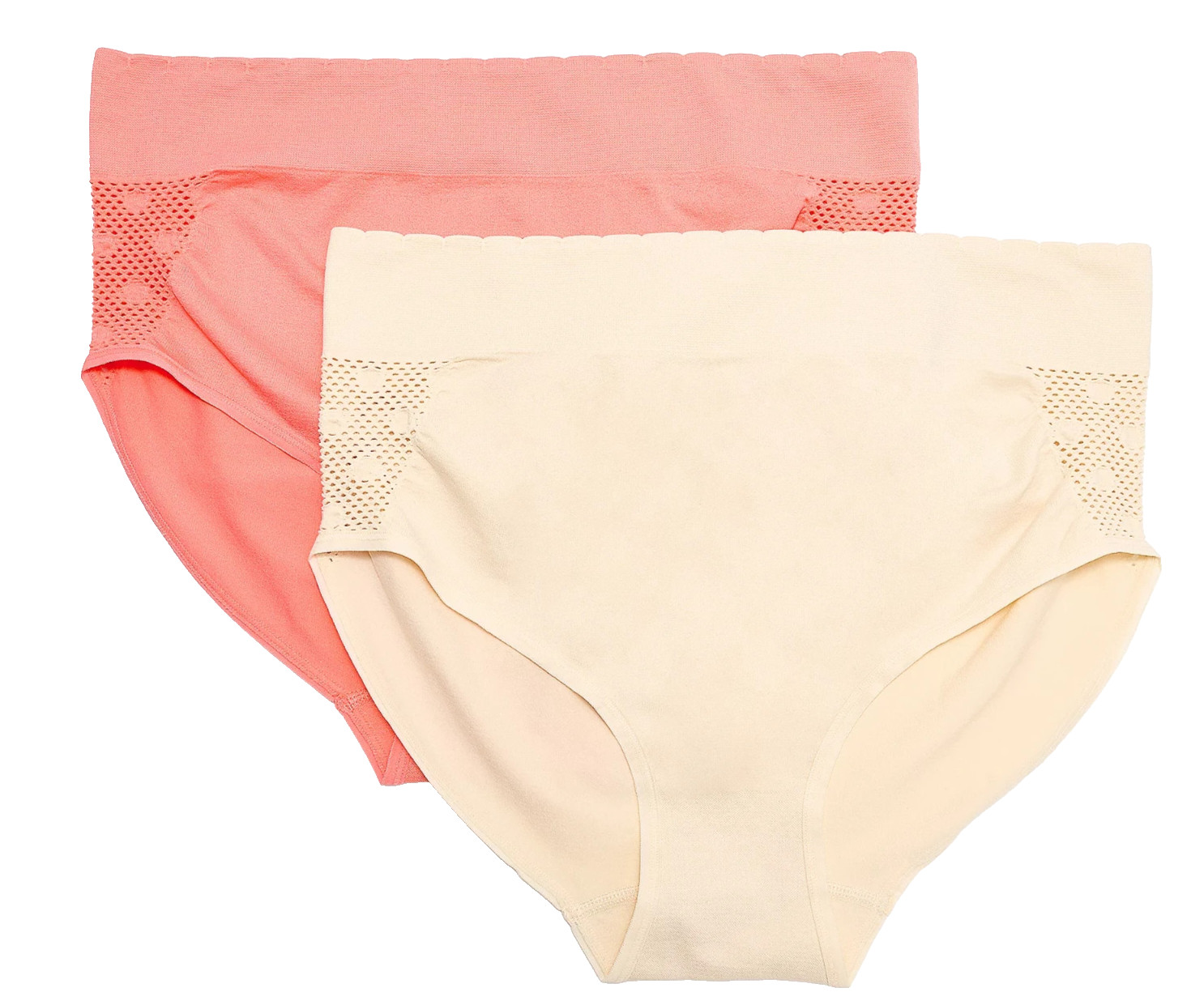 Anybody~Set of 2~Lycra Open Stitch Briefs~Medium~Coral/Pearl~A682661 13261