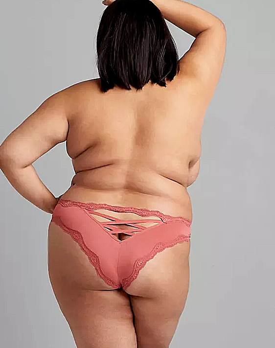 Lane Bryant Cacique Plus 22/24 Strappy-Back Tanga Panty Sexy Back Dusty Rose