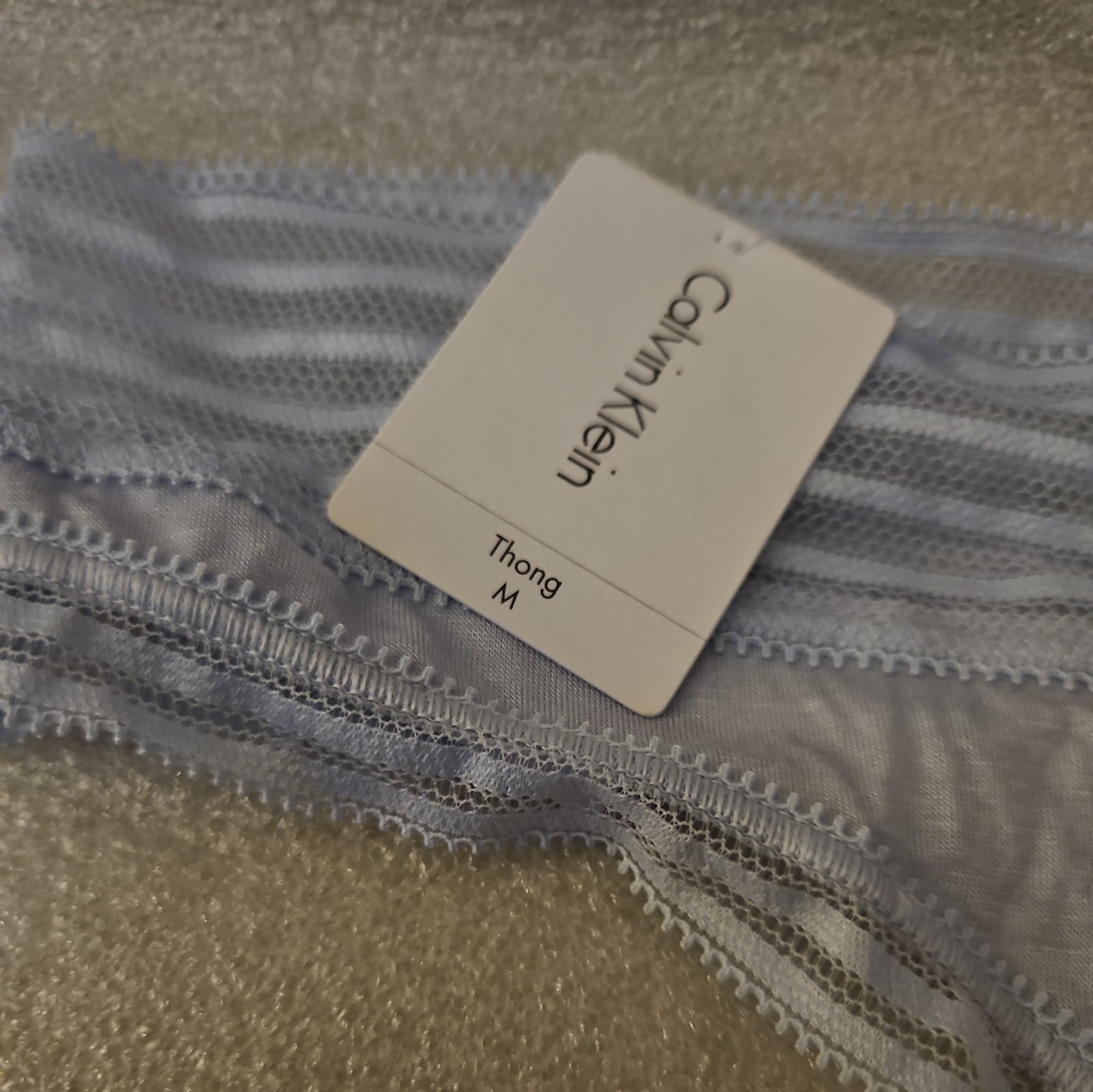 Calvin Klein Striped-Waist Modal Thong Panty QD3670 Ice Pulp”Blue” Size M