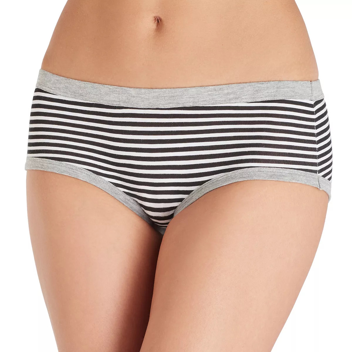 SO Saint Eve Juniors & Teens Black & Grey Striped Hipster Brief Size Large