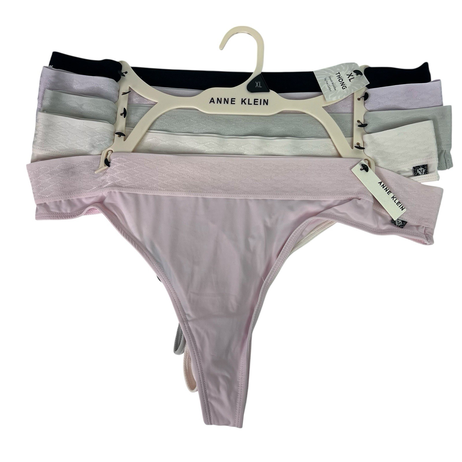 Anne Klein Women’s Panties Sz XL Pkg/5 Thongs Multi Colors Elastic Waist