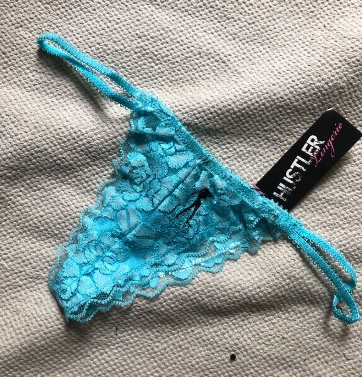 K2K Lace hustler branded G String Thong Lace Blue Pink