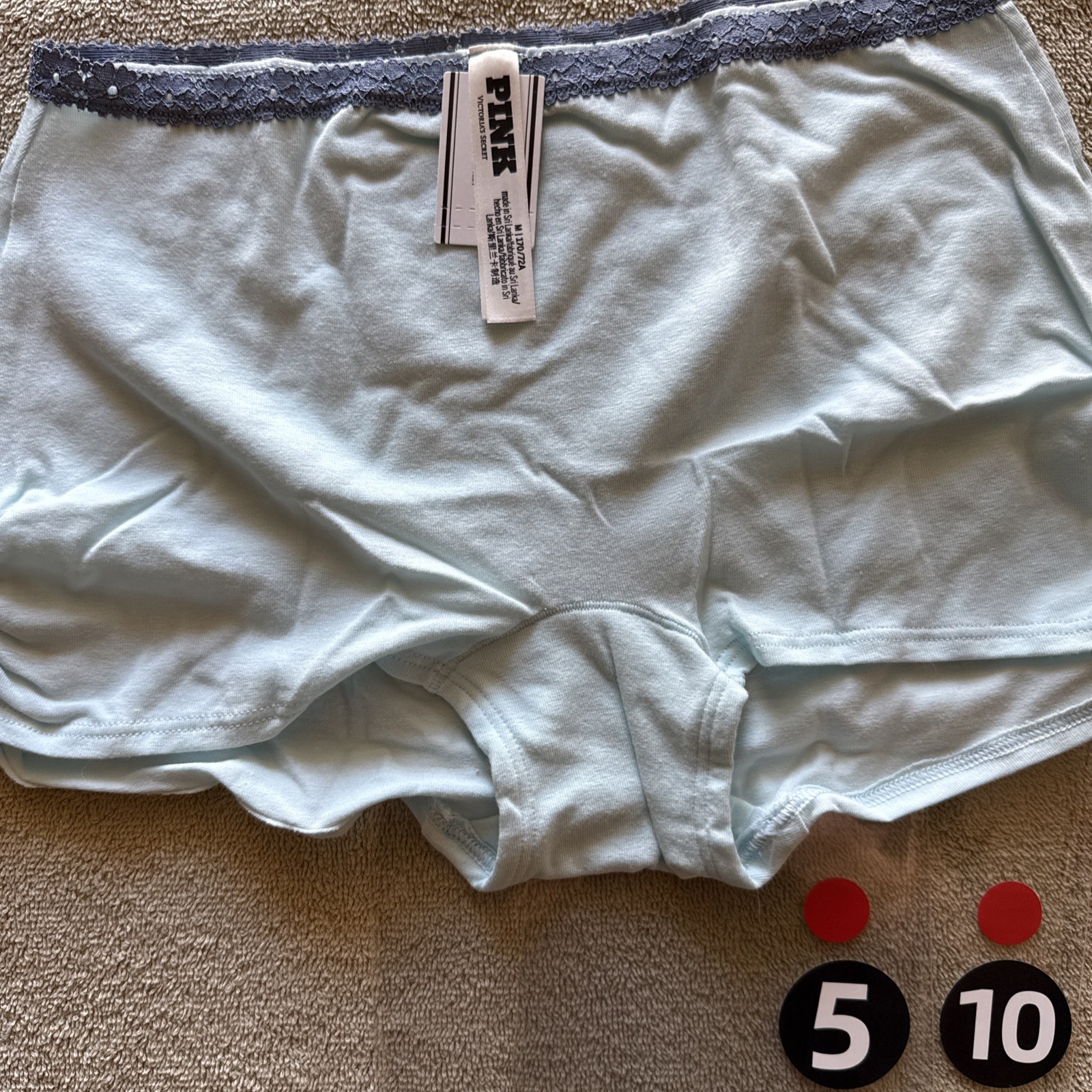 Pink By Victoria’s Secret Light Blue Med Lace, Trim, Cotton Boy Short Panties