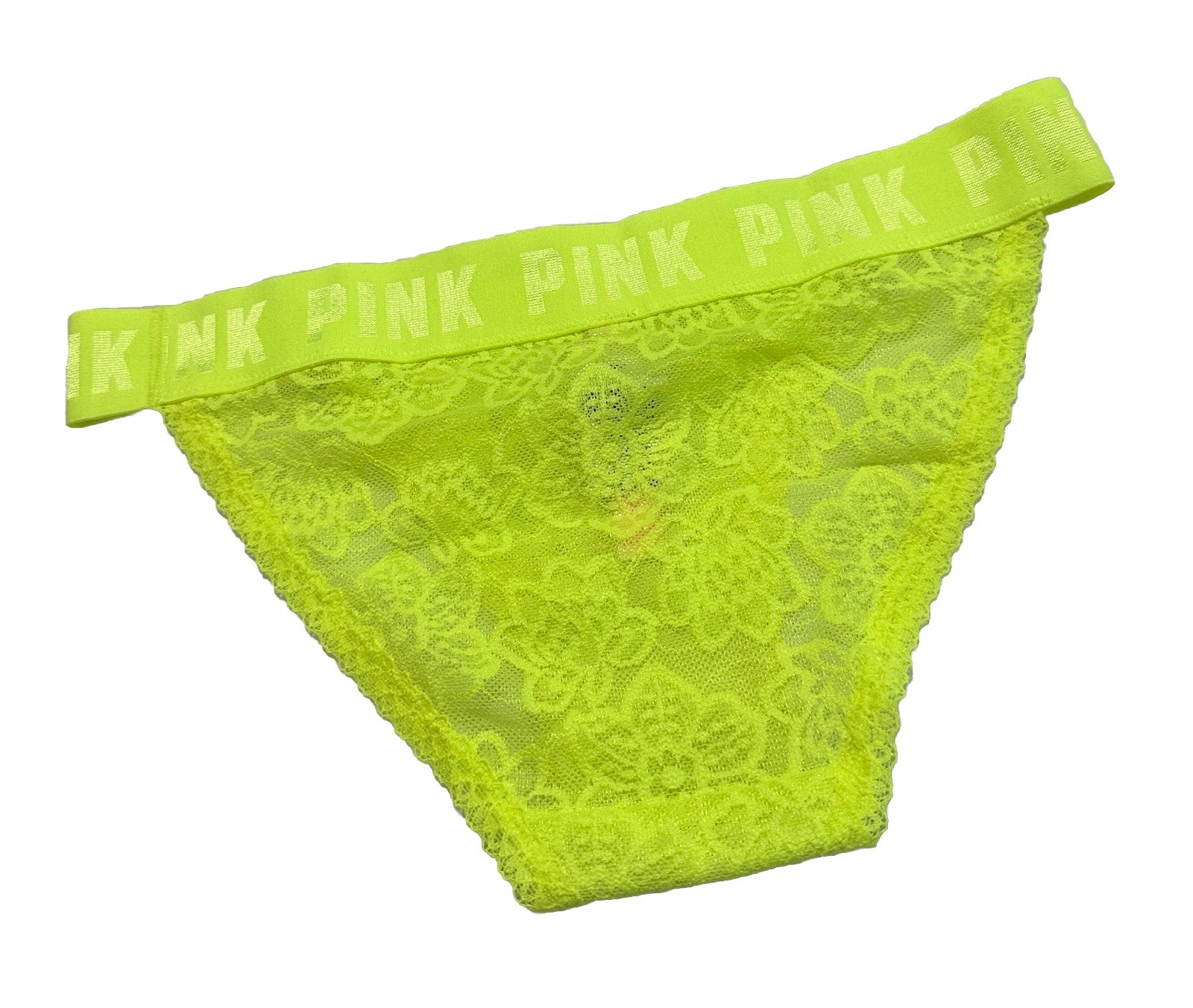 2019 PINK Victoria’s Secret Yellow-Green Bikini Lace Panty Size XS NWT