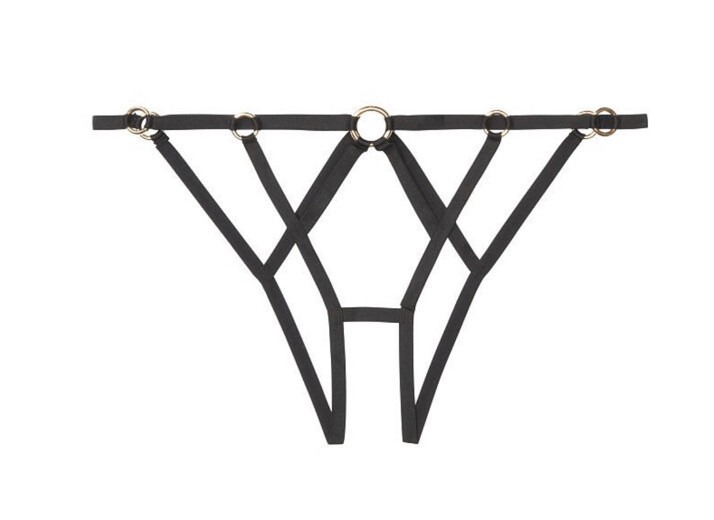 NWOT Victoria’s Secret Very Sexy Strappy Cheekini Rings Panty Sz XS – Black