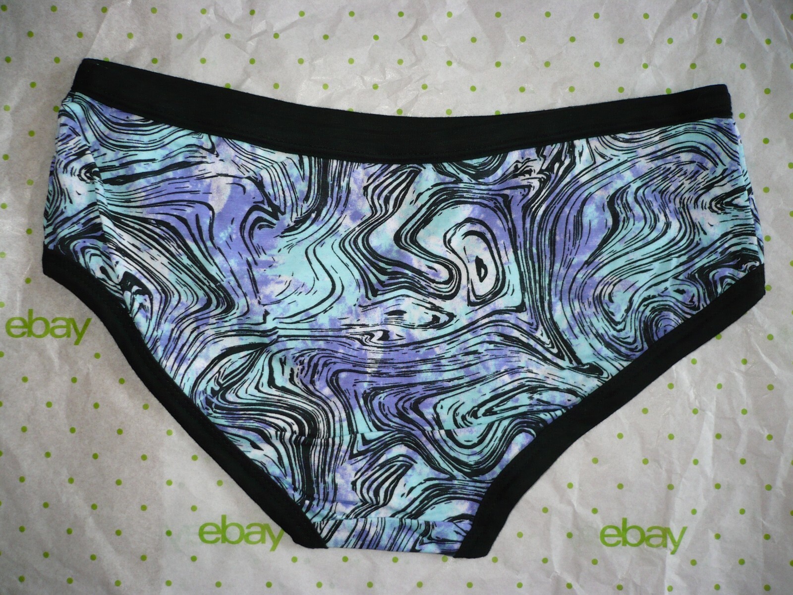Rue 21 Women’s Bikini Panties MEDIUM Purple Green Swirl Tie Dye Print New