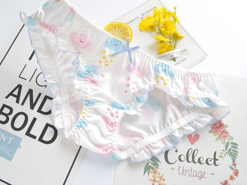 Low Rise Floral Cartoon Panties Women’s Ruffle Lace Soft Stretch Comfort Briefs