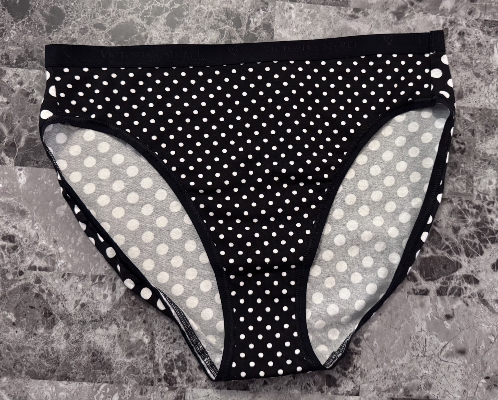 NWT VICTORIA’S SECRET S POLKA DOT LOGO LIGHTWEIGHT BAND HIGH LEG BRIEF PANTIES