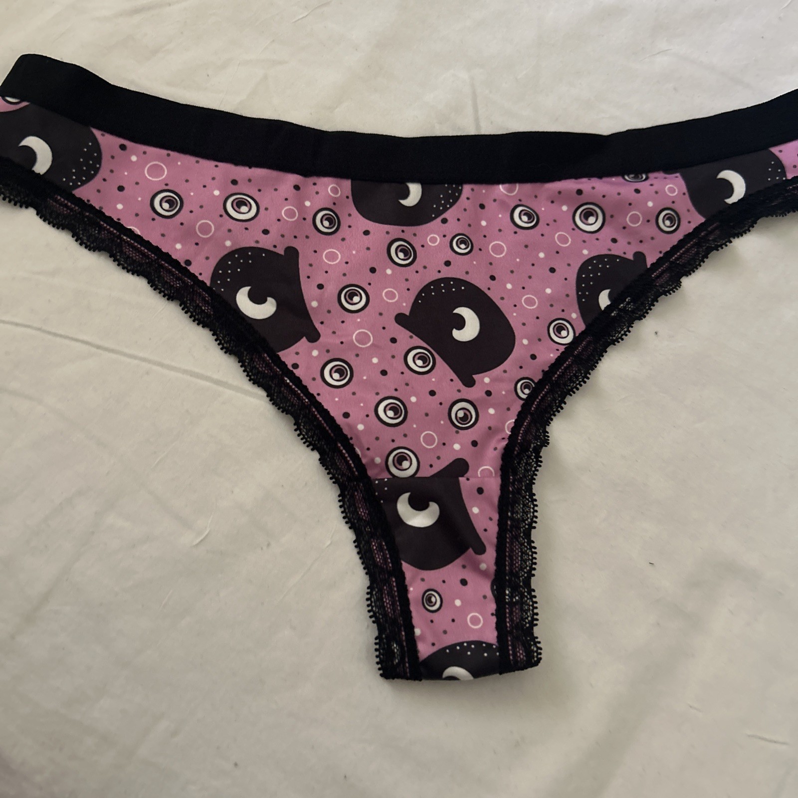 Morvia Halloween Emo Goth Punk Biker Eye Panties Underwear Lace Plus Size Medium