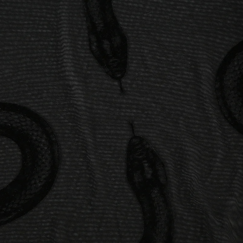 New spicy girl snake print perspective sexy splicing round neck mesh bodysuits