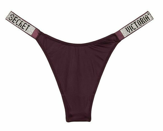 Victoria’s Secret Very Sexy Bombshell Shine Strap Thong Size XL Dark Violet NWT