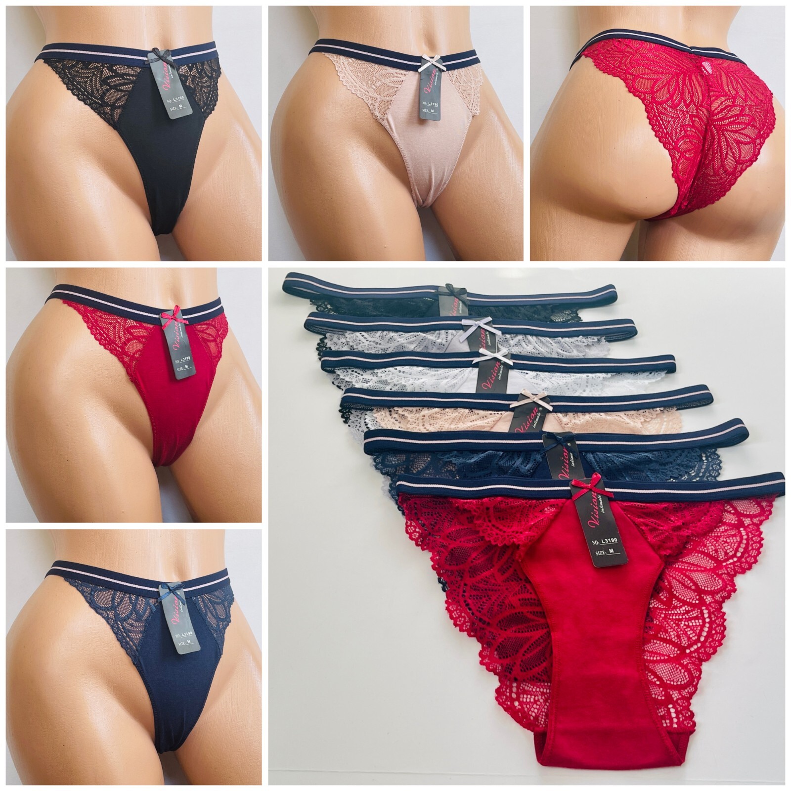Lot 6/12 Women Sexy Lace Panties Knickers Lingerie Seamless Underwear Briefs 319