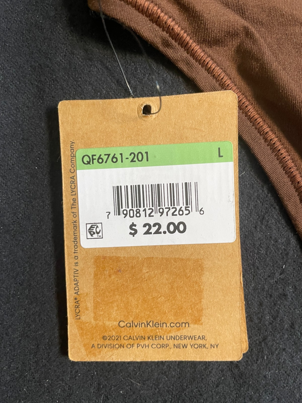 CALVIN KLEIN SZ L Brown Form To Body Natural Sandalwood Hipster Panty QF6761-201
