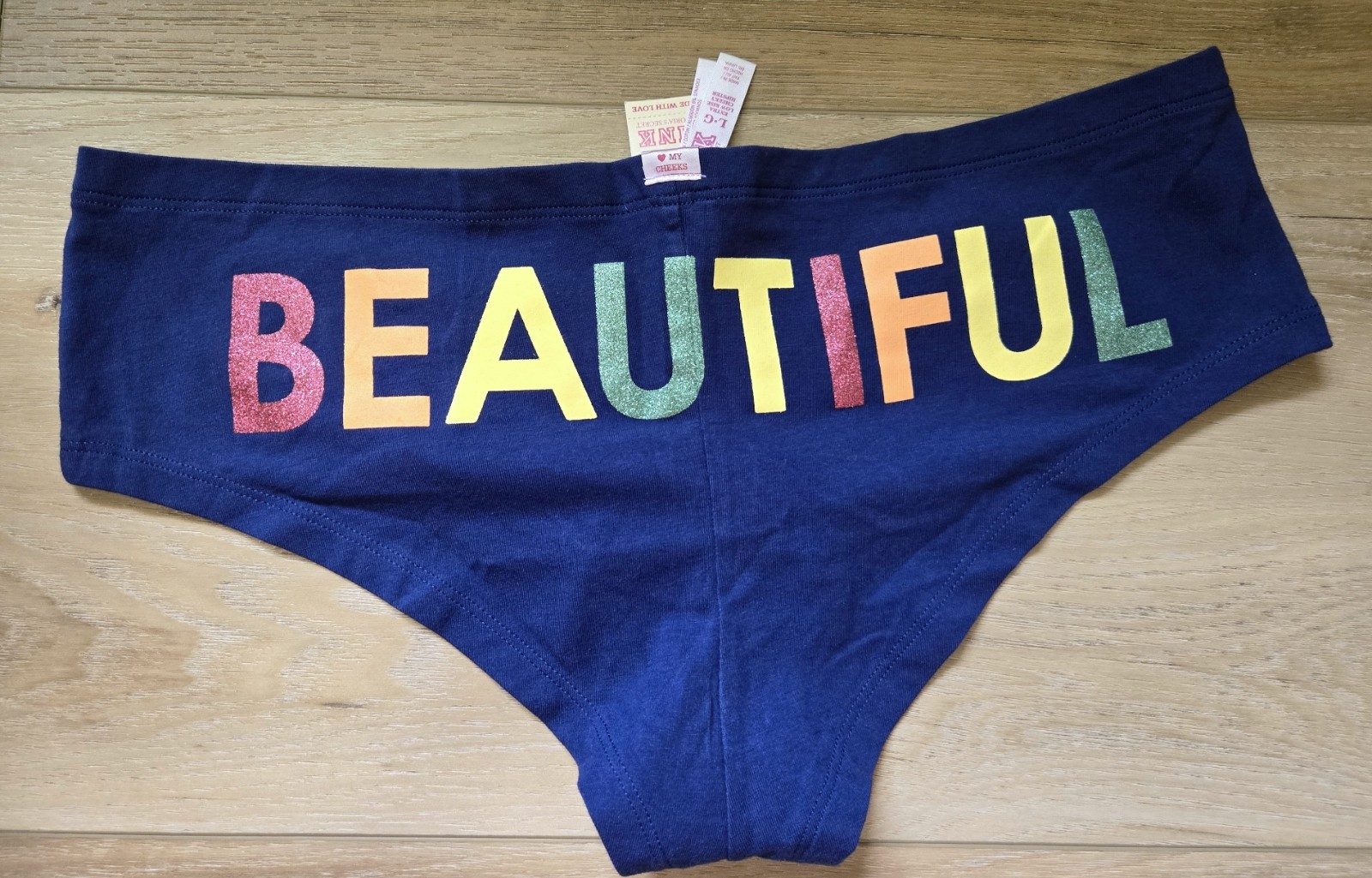NWT Vintage Victoria’s Secret PINK “BEAUTIFUL” Cotton Low Cheeky Hipster Panty L