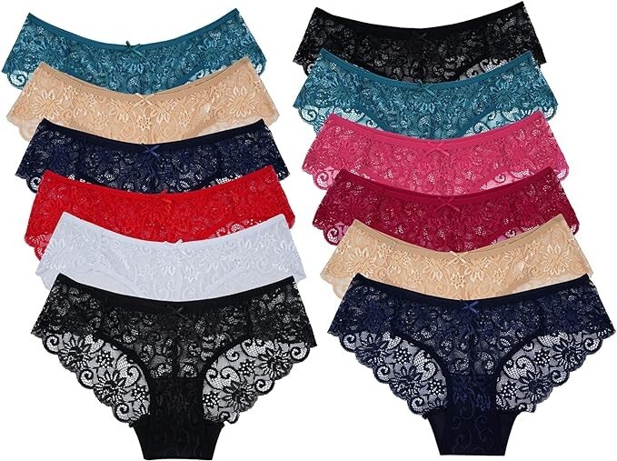 Sunm Boutique Women’s Underwear Invisible Seamless Bikini Lace 12Pk S